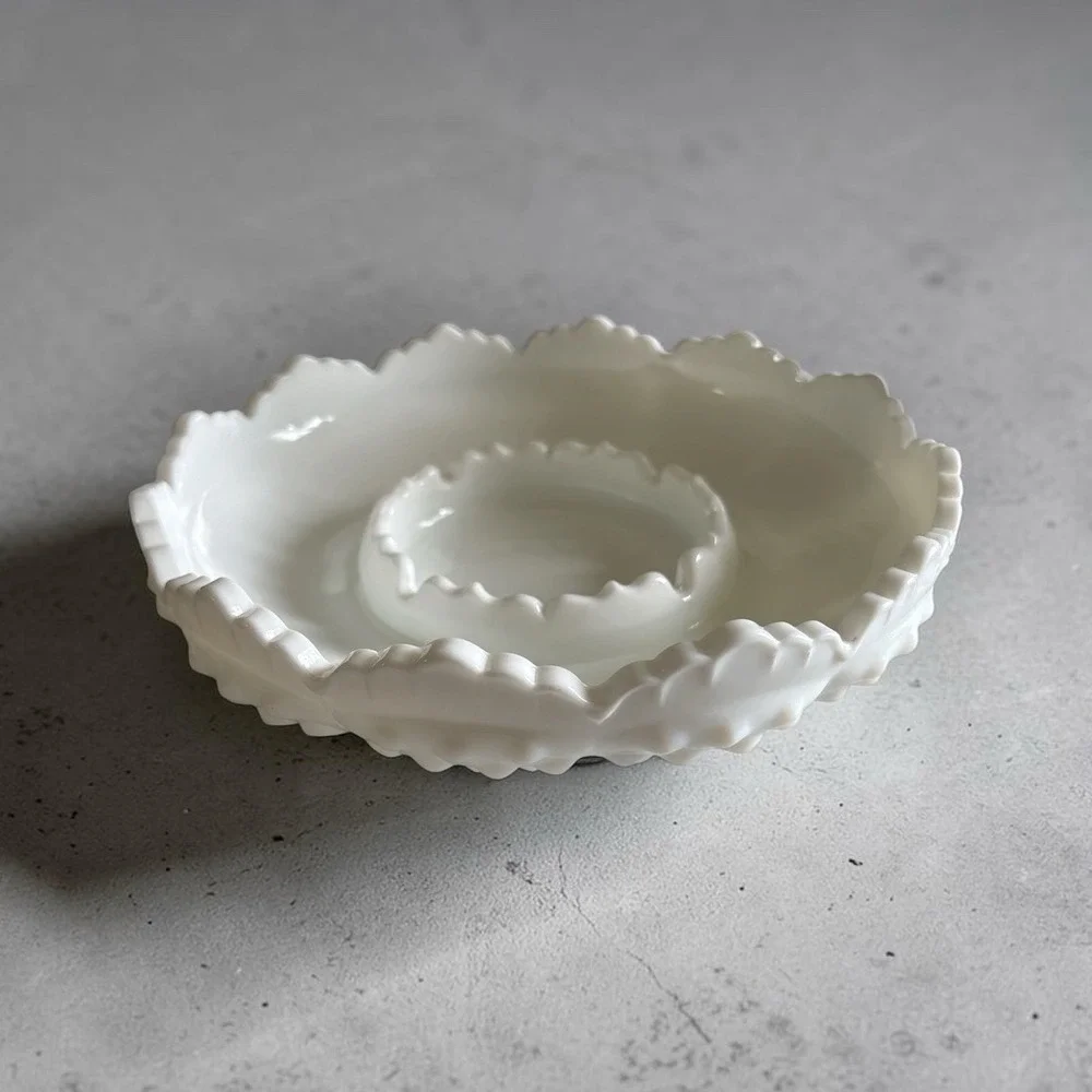 Fenton White Milk Glass Hobnail ashtray/ Candle Holder